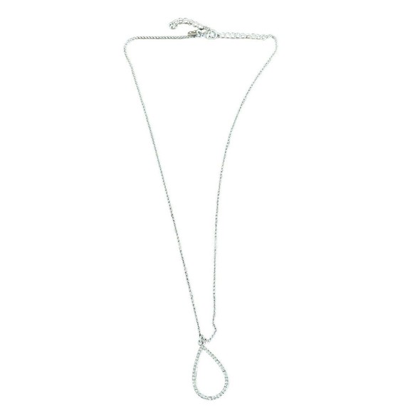 BANANA REPUBLIC BR silver tone teardrop RHINESTONE “diamond” Necklace - Picture 2 of 5